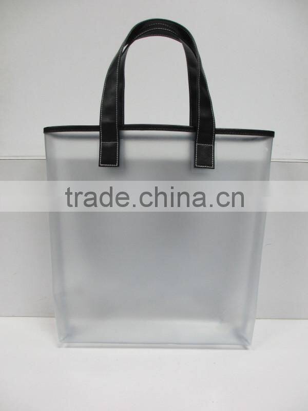 Eco-friendly frosted PVC big shopping bag with handle