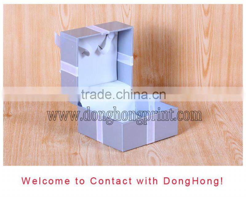 Nice silver foil ribbon paper boxes for gift