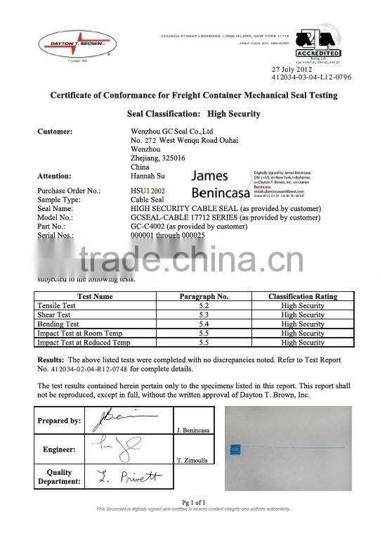 High Security Truck Seals GC-C4002 WITH 4MM SHAFT