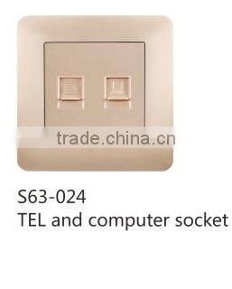 2 gang output TEL and computer socket / wall switch socket