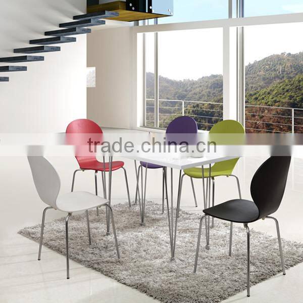 Colorful Wooden Seat Restaurant Furniture Restaurant Chair Cheap with Tube Legs