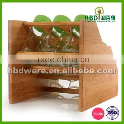 Buy glass spice set with bamboo rack ,spices glass container set,candle jars wholesale