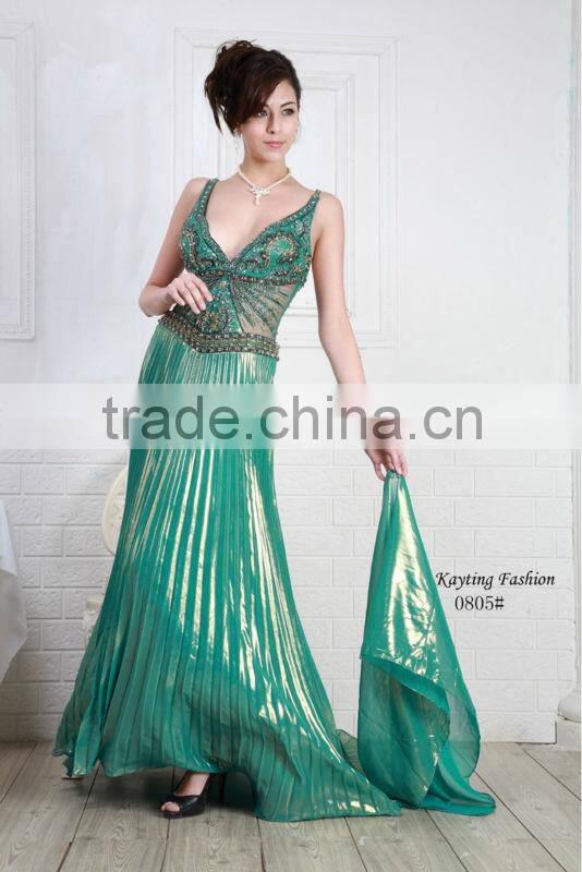 Charming Emerald Kayting Spaghetti Sexy Evening Maxi Dress