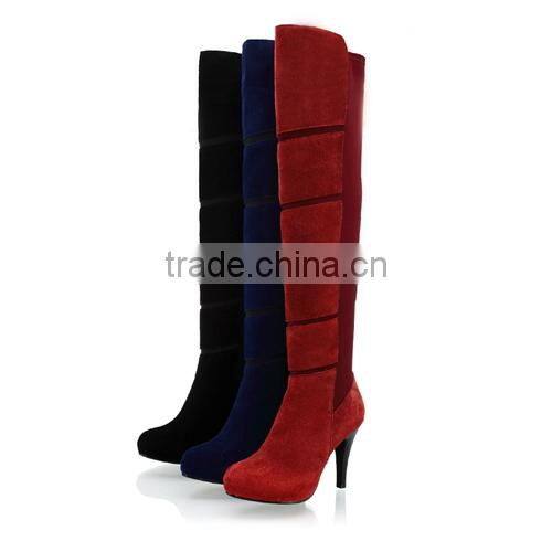 2016 sexy women ladies winter black suede over knee boots CP6893