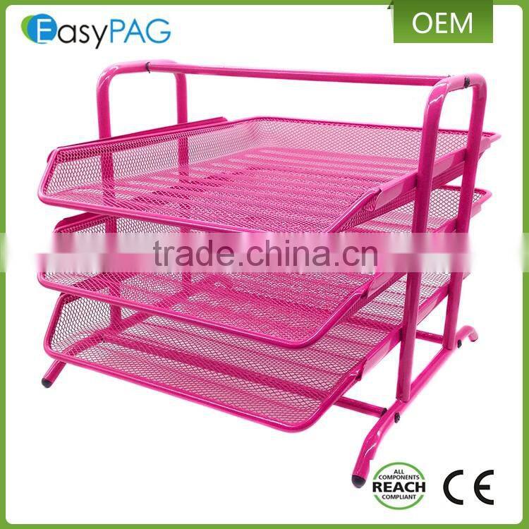 Factory desk design 3 color metal mesh office magazine holder