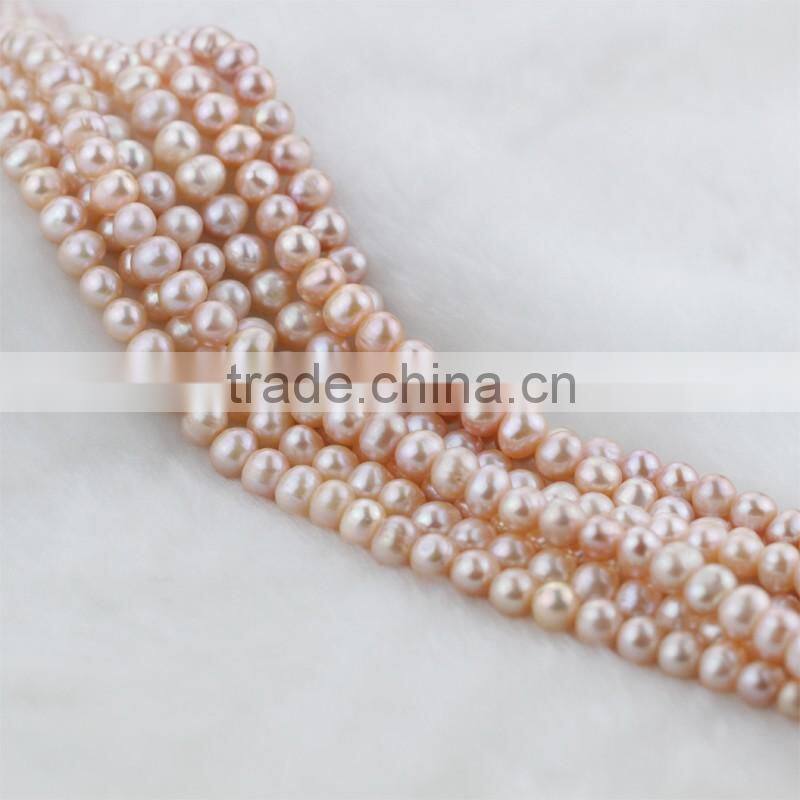 8mm AA grade potato natural shiny luster peach pink pearl string
