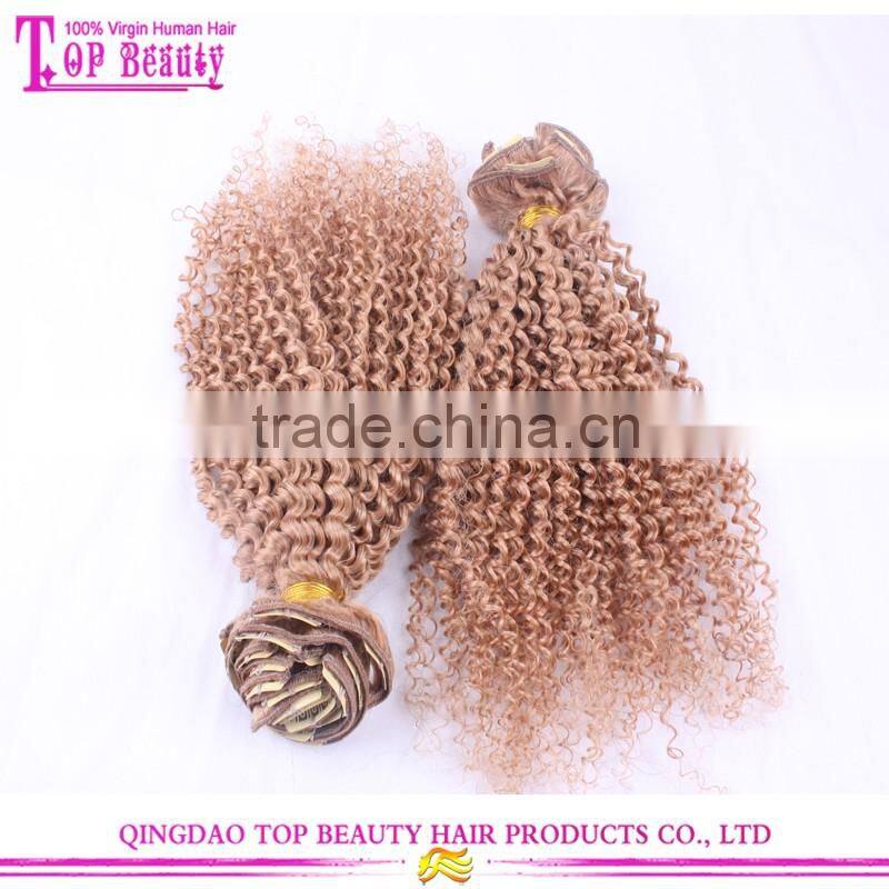 2016 Most popular 100% 8 inch clip-in human hair extensions human curly blonde clip in hair extensions for white women
