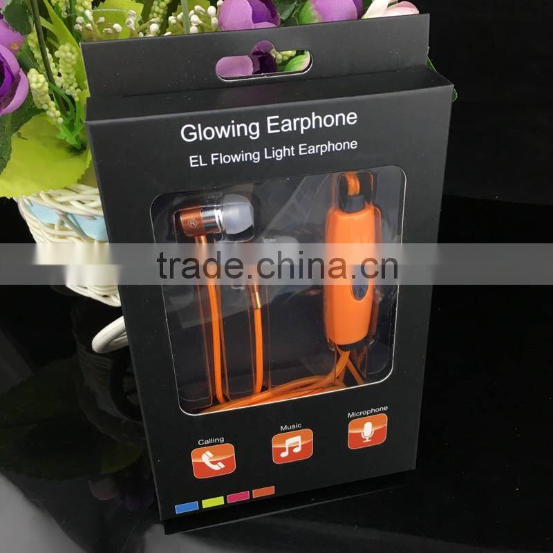 china supplier beautiful flashing light LED earphone noise cancelling glowing headphones