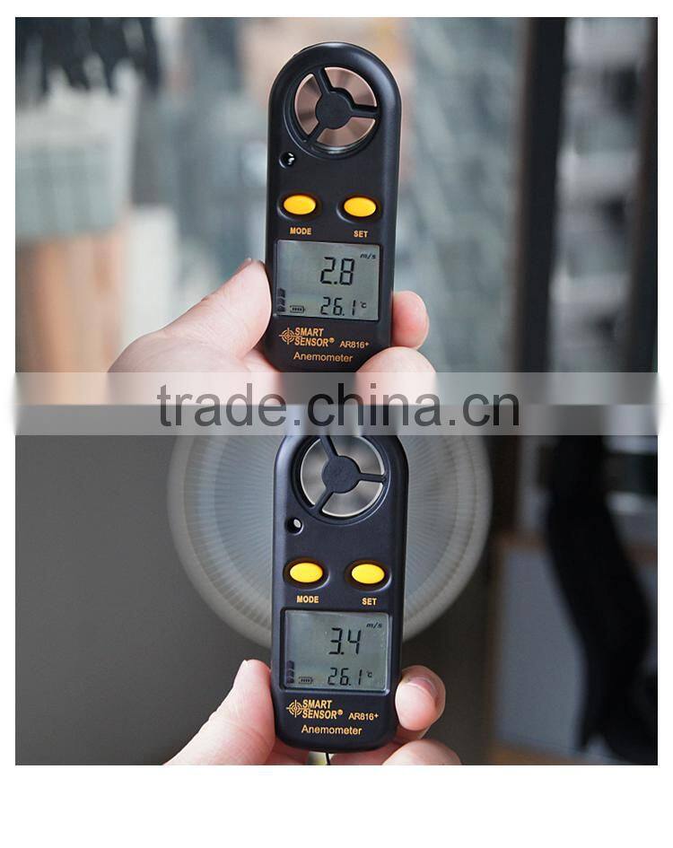 AR816+ Mini Anenometer Digital Vane Wind Speed Meter With Temperature Sensor