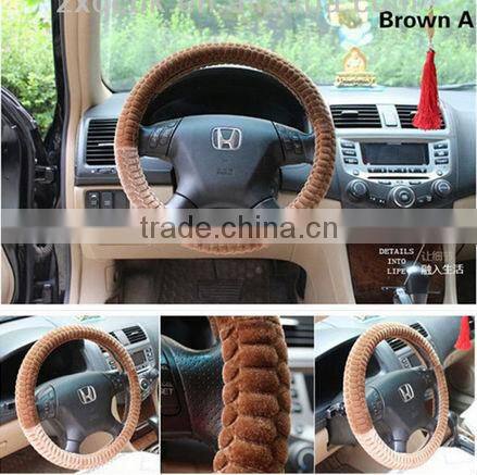 ZX Hot selling New design Velvet steering wheel covers/fluffy steering wheel cover