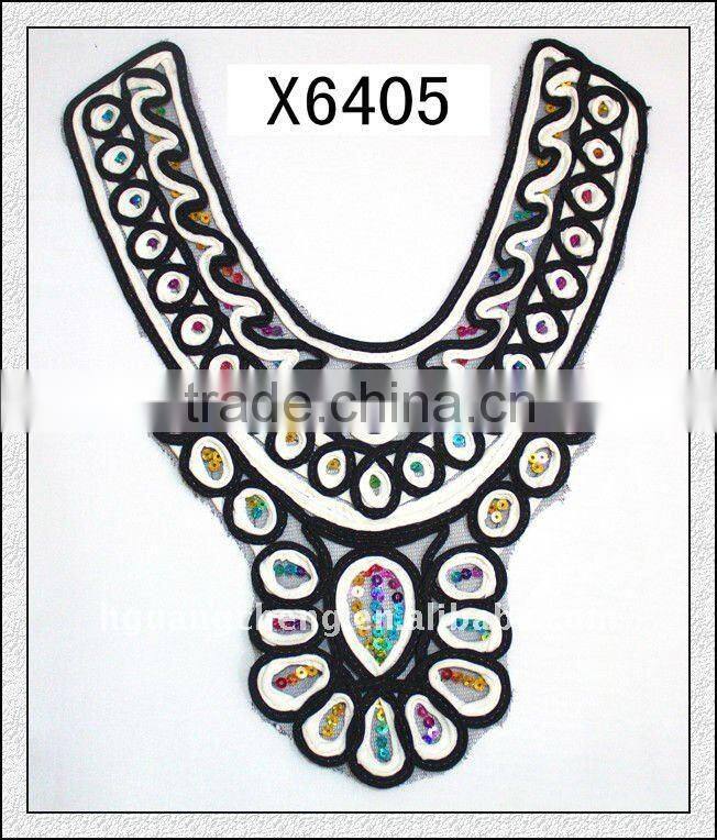 X6401/Latest Sequins Mesh Lace Collar Appliques for Garment