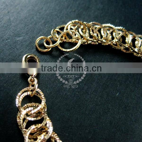 19cm 14K light gold plated brass faceted round circle link fashion DIY bracelet supplies 1900073