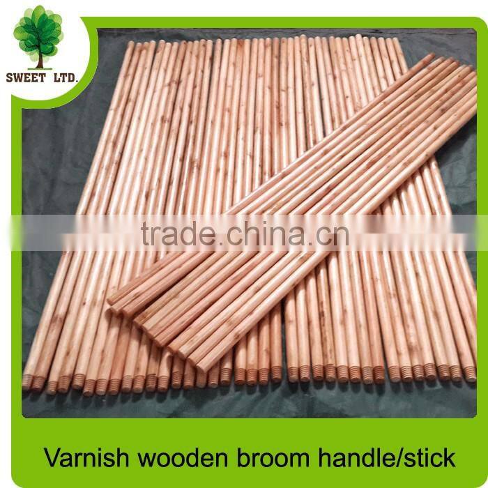 Varnished mop handle / wood broom stick / straight wooden broom and mop stick