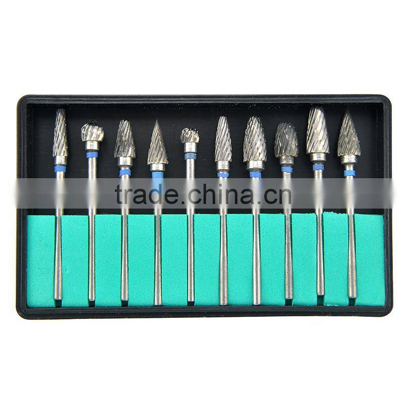 2016 Hot Sale Denshine Brand New Tungsten Steel Dental Burs Lab Burrs Tooth Drill 10 pcs/ Pack