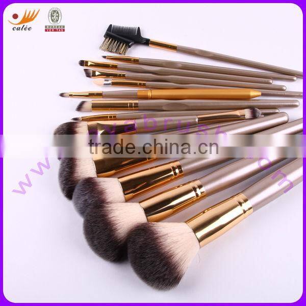14pcs Tri-color Total Nylon Hair Wood Handle Professional Brush Set
