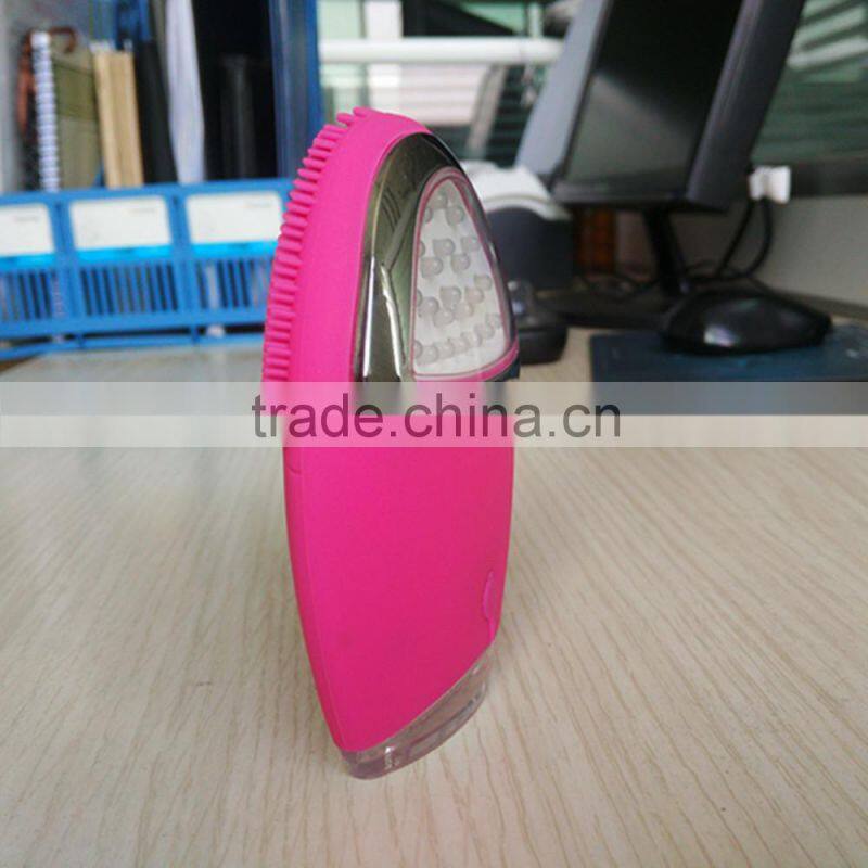 LED Light Vibration Face soft slicon Brush/Bubble-free Cleansing Gel