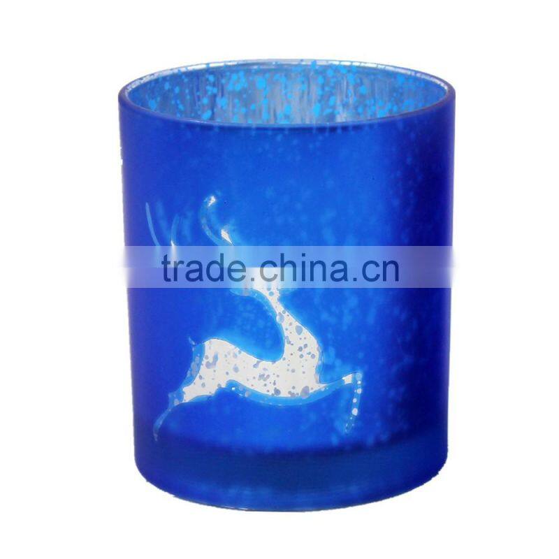 Deer Christmas Decorations Glass Candle Holder Cup