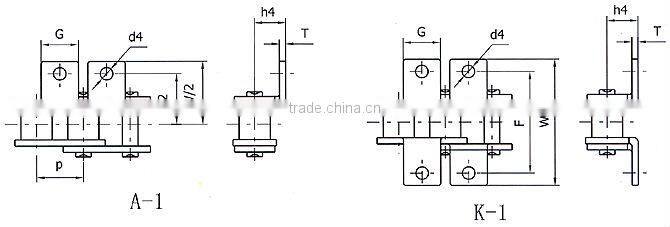 Short pitch conveyor roller chain attachments
