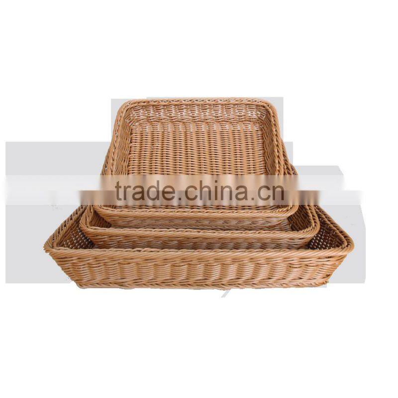 Eco-friendly PE plastic rattan basket for hotel storage equipment