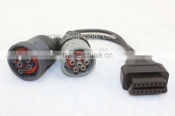 Deutsch 9-pin splitter Y cable, Truck Y Cable OBD2 16pin female to J1708 6pin and J1939 9pin connector
