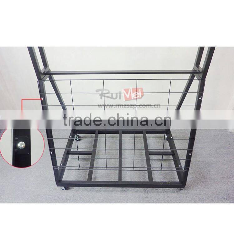 Floor-standing customized movable metal carpet display rack