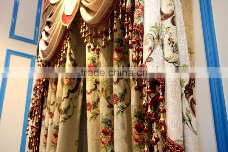 Luxury Embroidery Finished Fabric Curtain /Gold Drapes and Valances