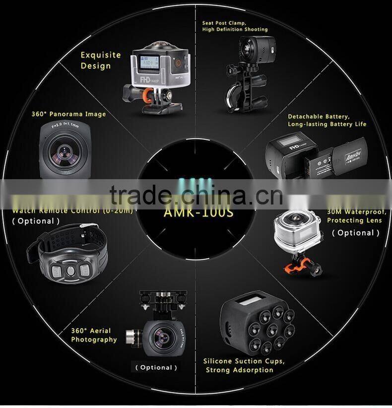 Multifunctional Full HD 360 Degree VR Sports Video Camera Wifi Waterproof Mini Outdoor Portable Vitual Reality Sports Camera