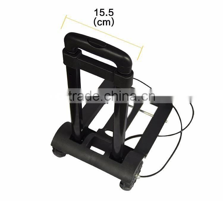 Mini Folding Shopping Cart with 2 Wheels/Lightweight Black Iron Alloy Folding Luggage Cart/ Portable Hand Trolley