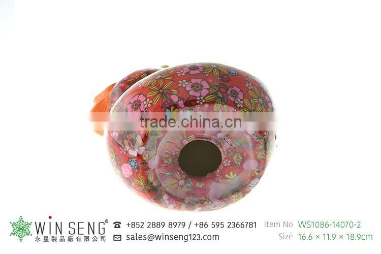 cheap coin box lovely design flower patterns duck shaped ceramic animal piggy bank