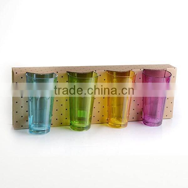 12.5oz bar drinking glass colorful water cup gift set high quality octagon cup