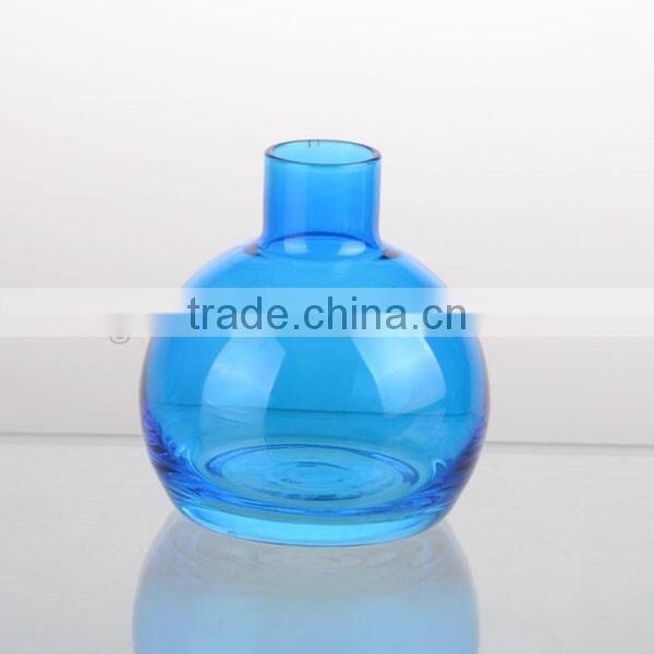 2016newest madelling decorative ocean blue color glass hurricane vase