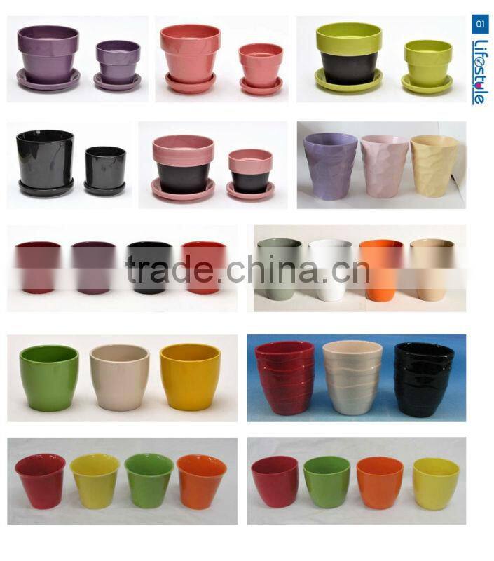 Solid Color Cracked Flower Pot