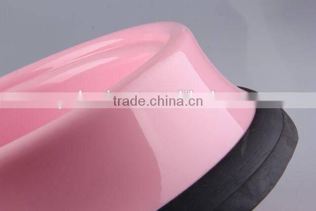 Plastic slip-resistant pet bowl with rubber bottom/ dog bowl