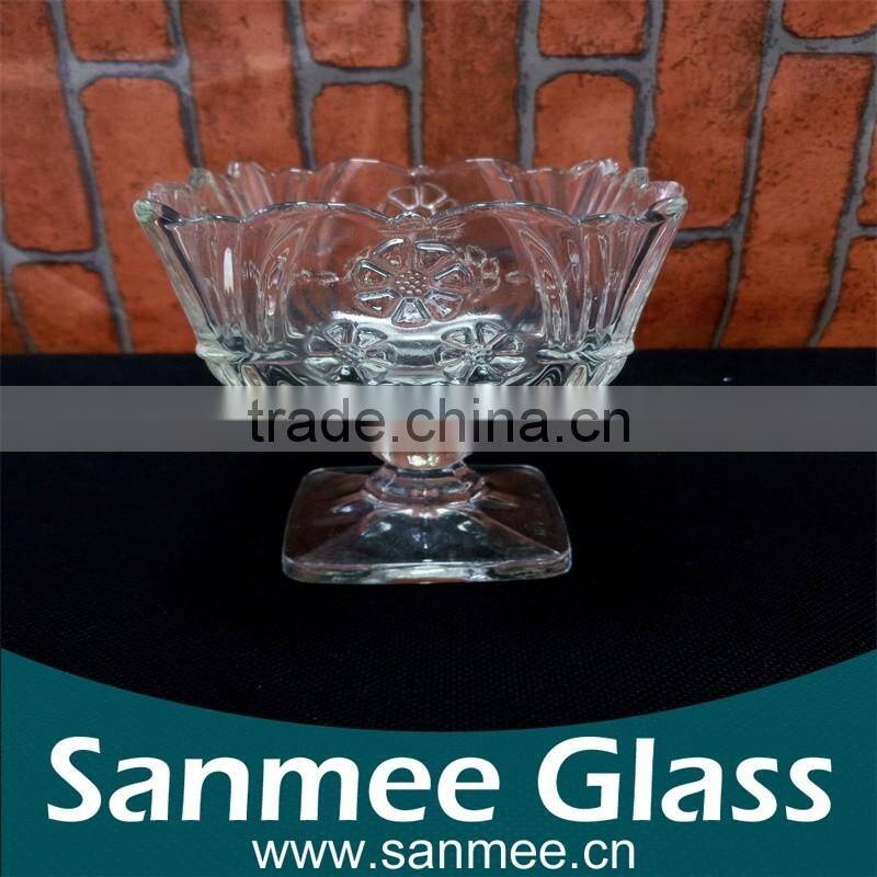 Square Shape Glass Ice Cream Cup for Wholesale