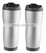 450ml stainless steel inner plastic outer steel vacuum cup/auto mug/Travel mugs with TPR handle