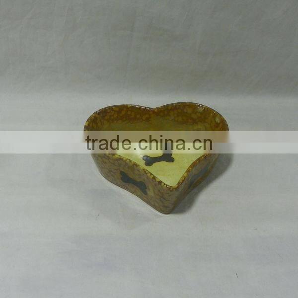 Heart Shape Ceramic Dog Bowl