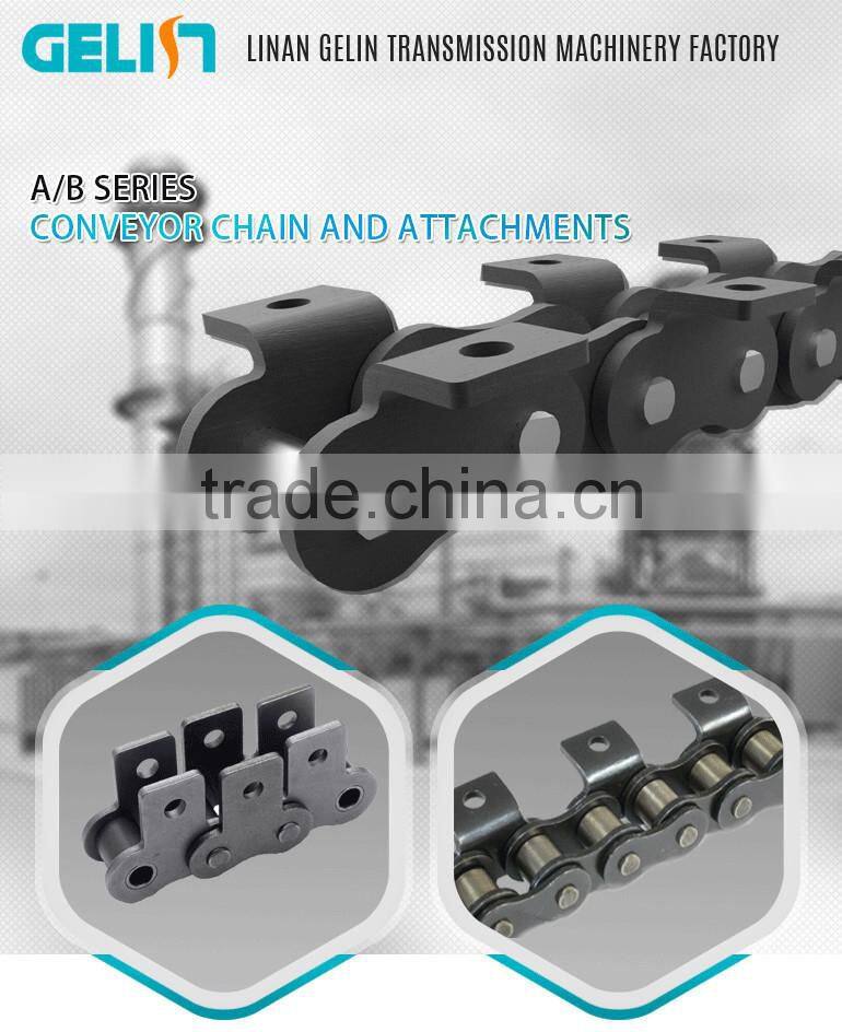 A B serise short pitch carbon steel conveyor roller chain with attachment Chinese factory