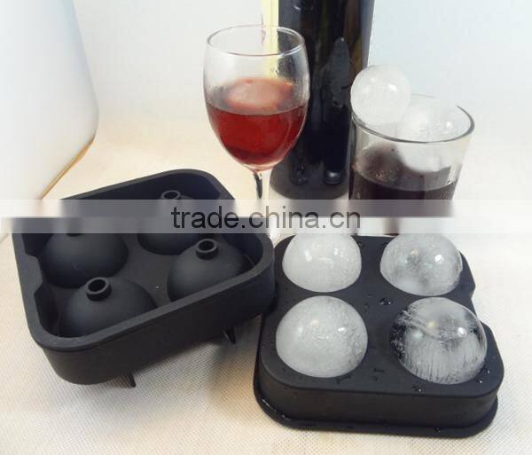 LFGB black silicone 4 cavity ice ball molds