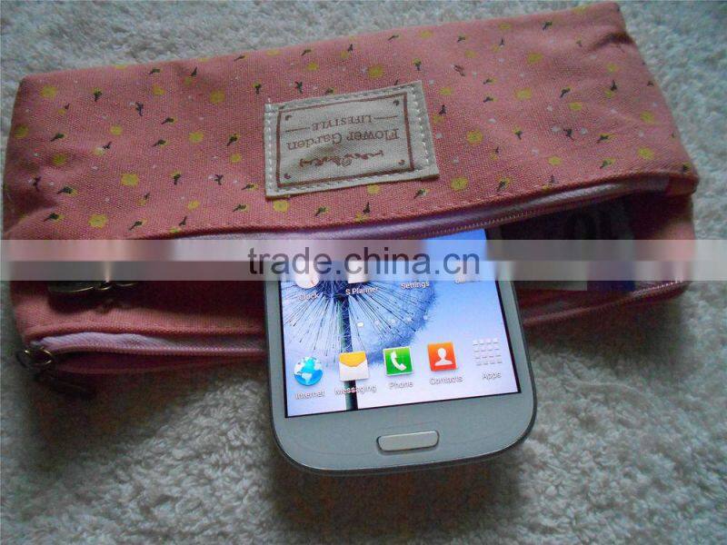 New Student's Canvas Pen Bag Pencil Case Cosmetic Bags Travel Makeup Bags