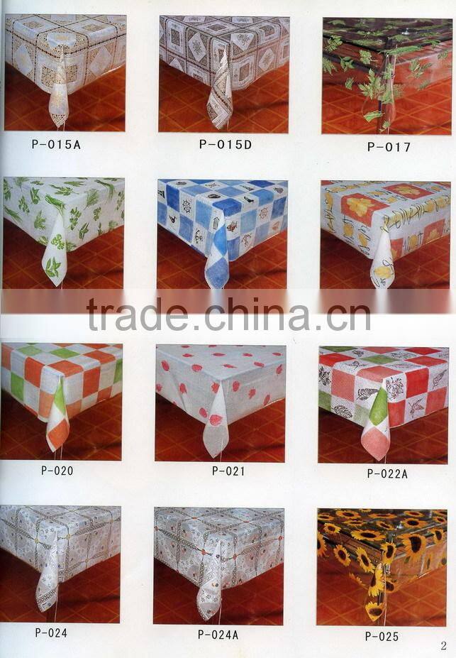2016 Designed Printed PVC table cover with nonwoven or falannel back & PVC clear, Direct factory/Manufactory supply/industrial