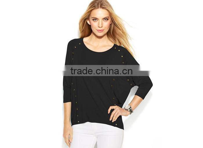 Women's Grommet-Trim Dolman Top