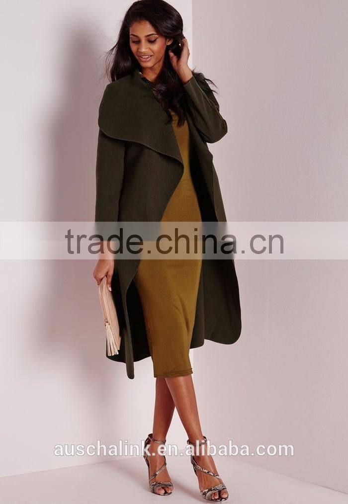 best selling custom lady khaki waterfall coat wholesale