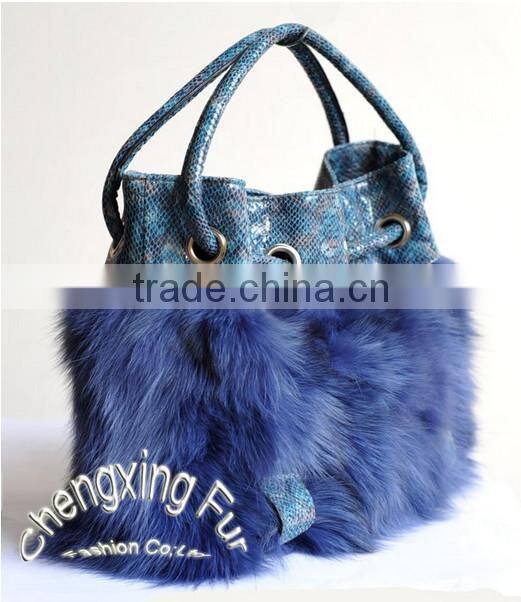 CX-H-27C 2016 Latest Fashionable Desgin Genuine Fox Fur Ladies Hand Bag