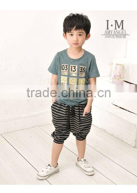 high quality boy knitted pant 3/4 length kids trousers child strap pant