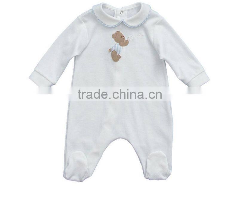 Manufacturing baby clothing baby girls collar rompers cartoon printed bear kids jumpsuit