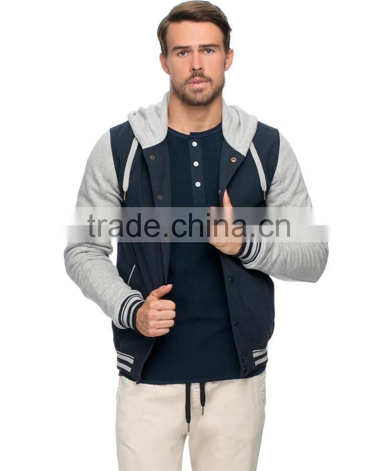Mens ball park jacket hoodie button through hoodie 2015