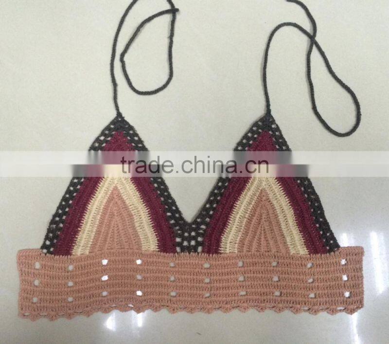 latest crochet ladies summer popular multicolor beach cotton bra top