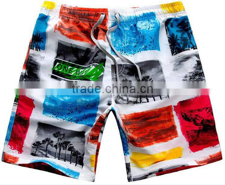 "Coconut trees and people" printed sarong beachwear for man