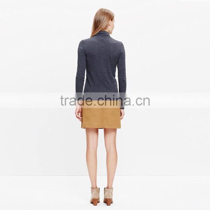 Slim turtleneck top Cotton wool spandex tshirts for ladies