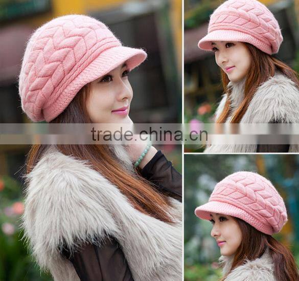 Stylish Autumn Knitted Cap Knitted Hat Double Layer Fashion Winter Hat for Young Girls SV005411